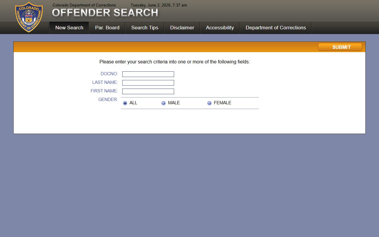 Chaffee County state prison booking photo search through CDOC